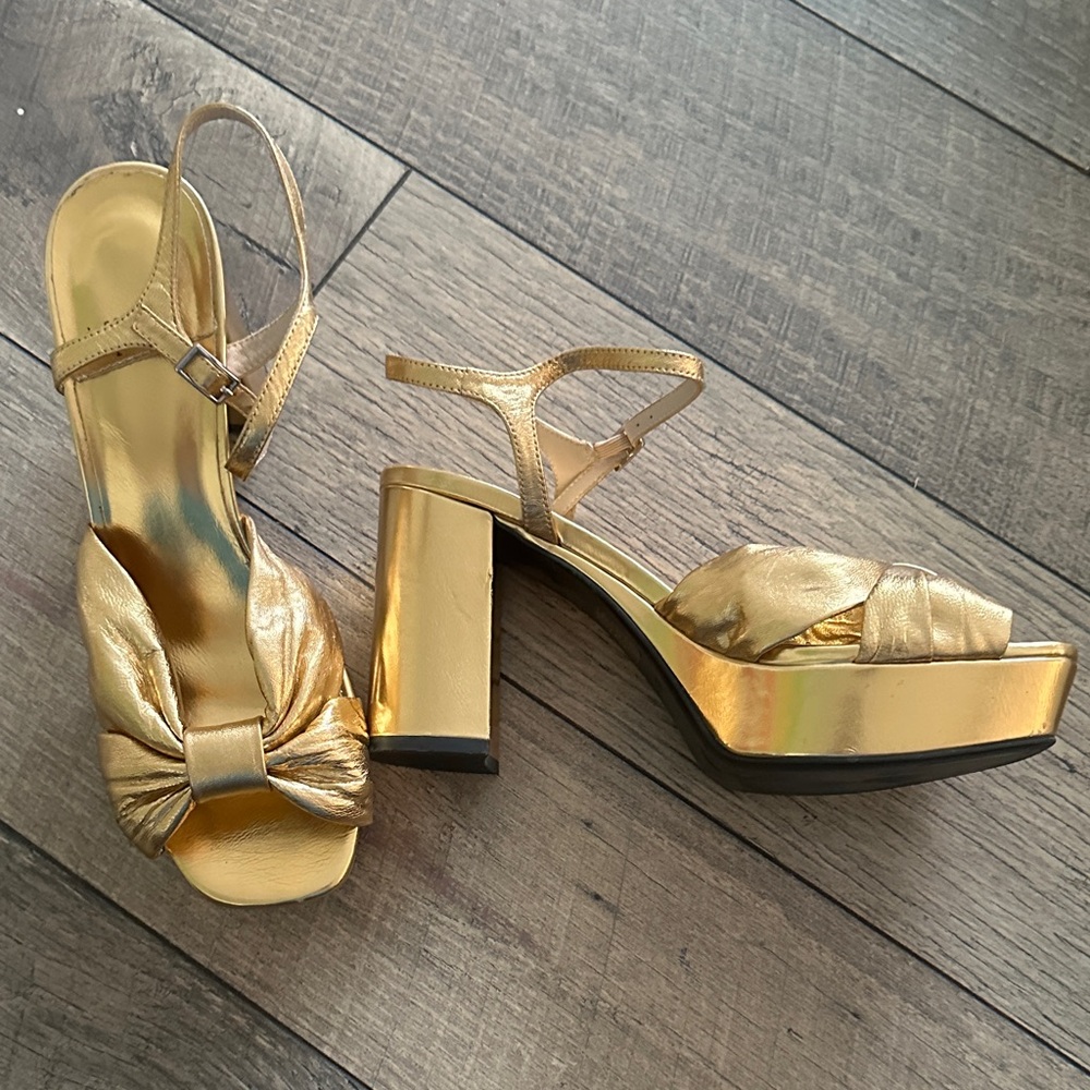 Jeffrey Campbell Metallic Gold Platform Block Heel Platforms